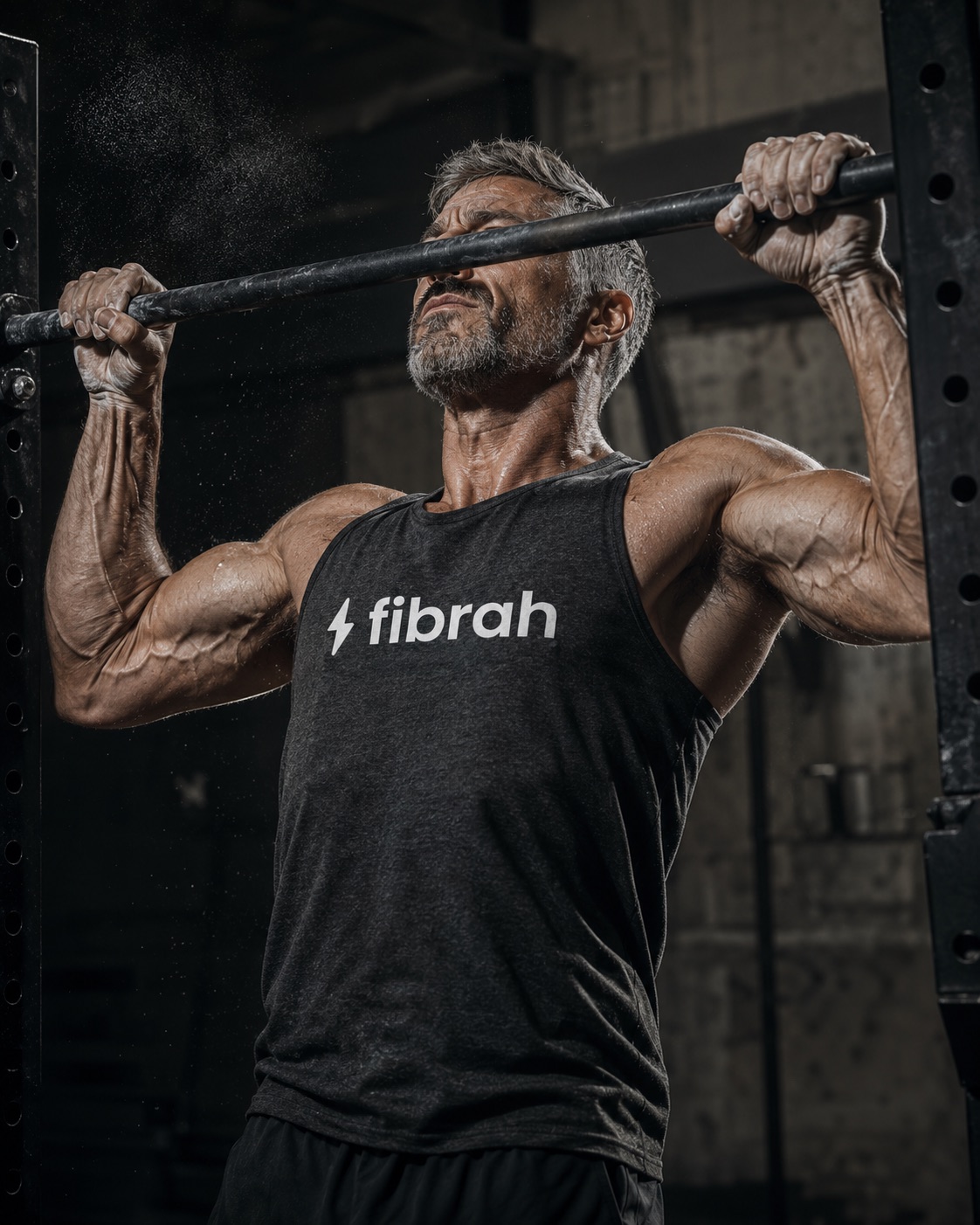 Hombre de más de cincuenta años haciendo dominadas
